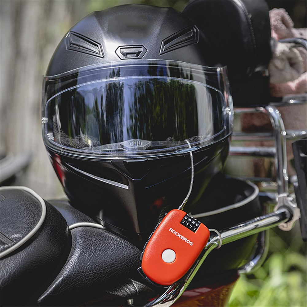 ROCKBROS 32420981001 Teleskop-Kettenschloss für Fahrräder – Anti-Diebstahl Stahlseil, Helm-/Rucksackschloss mit Zahlencode