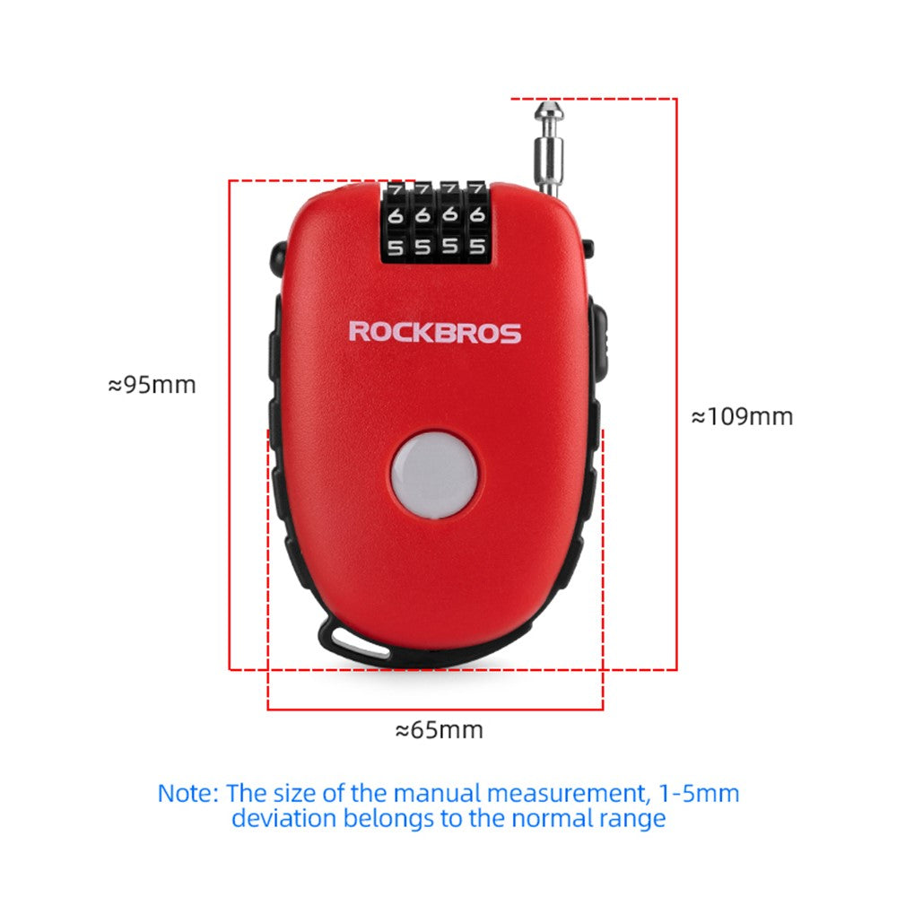 ROCKBROS 32420981001 Teleskop-Kettenschloss für Fahrräder – Anti-Diebstahl Stahlseil, Helm-/Rucksackschloss mit Zahlencode
