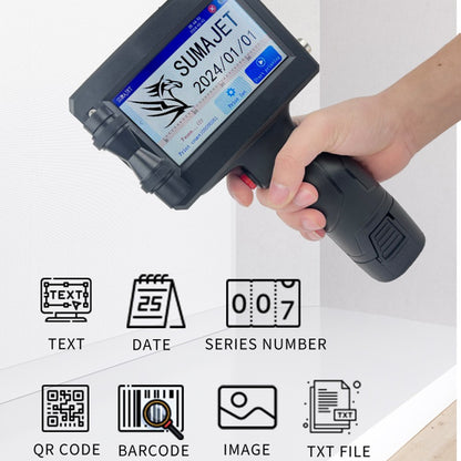 Portable 12.7mm Handheld Inkjet Printer QR Barcode Batch Number Expiry Date Label Printing Machine, EU Plug