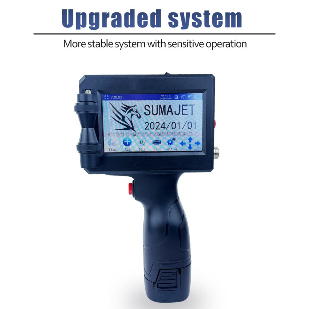 Portable 12.7mm Handheld Inkjet Printer QR Barcode Batch Number Expiry Date Label Printing Machine, EU Plug