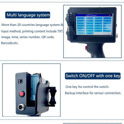 Portable 12.7mm Handheld Inkjet Printer QR Barcode Batch Number Expiry Date Label Printing Machine, EU Plug