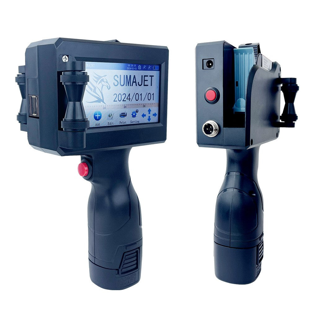 Portable 12.7mm Handheld Inkjet Printer QR Barcode Batch Number Expiry Date Label Printing Machine, EU Plug