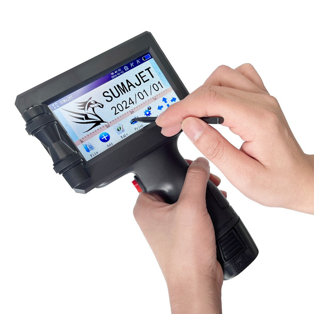 Portable 12.7mm Handheld Inkjet Printer QR Barcode Batch Number Expiry Date Label Printing Machine, EU Plug