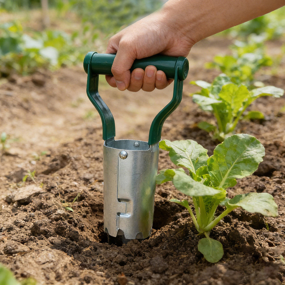 Garden Seed Planter with Handle Transplant Tool Seedling Dibber Hole Maker for Vegetables Planting