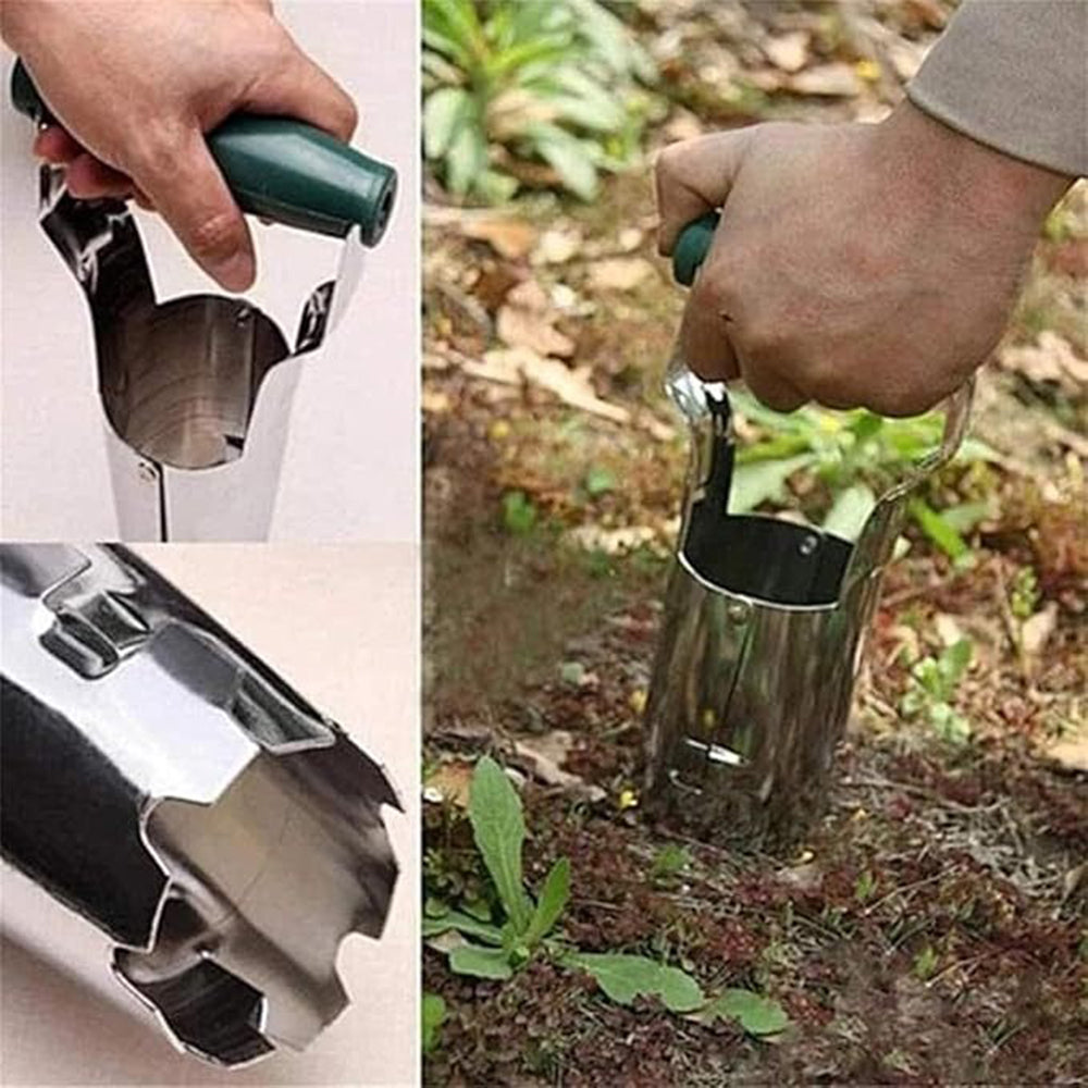 Garden Seed Planter with Handle Transplant Tool Seedling Dibber Hole Maker for Vegetables Planting