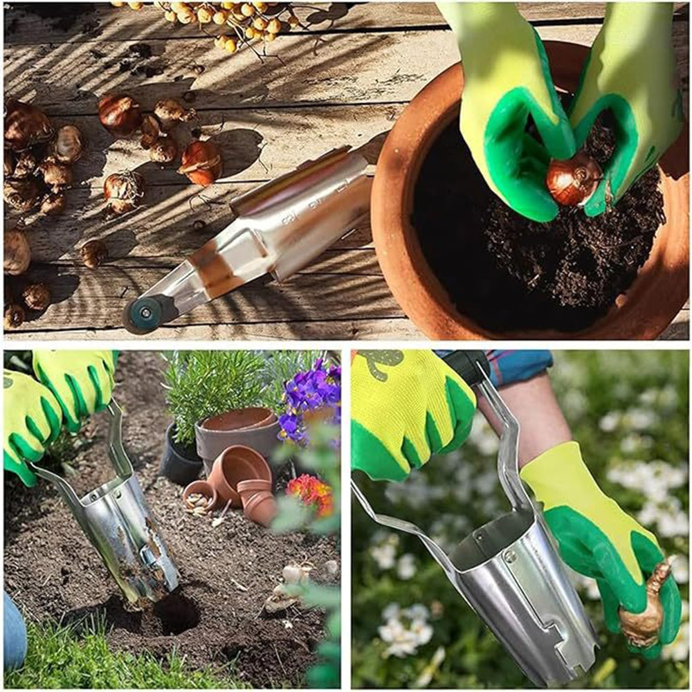 Garden Seed Planter with Handle Transplant Tool Seedling Dibber Hole Maker for Vegetables Planting