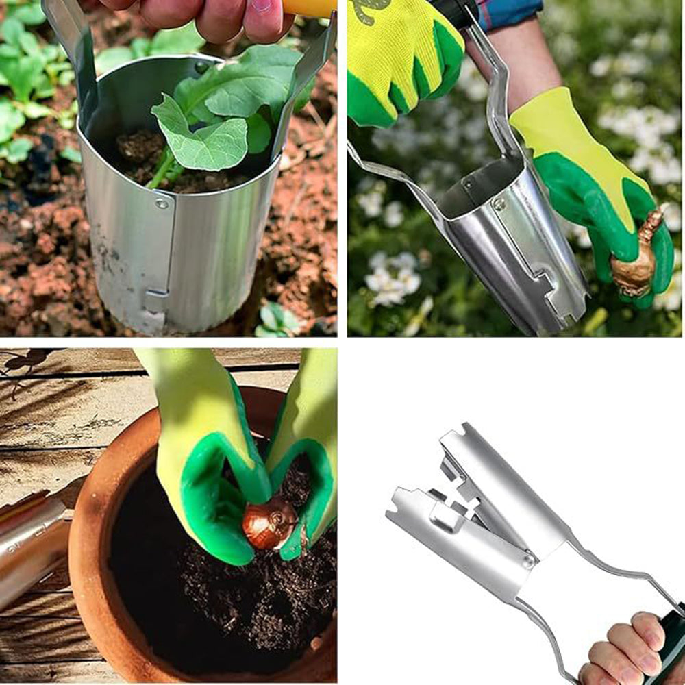 Garden Seed Planter with Handle Transplant Tool Seedling Dibber Hole Maker for Vegetables Planting