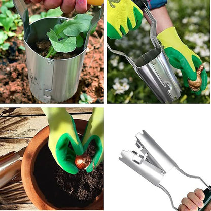 Garden Seed Planter with Handle Transplant Tool Seedling Dibber Hole Maker for Vegetables Planting