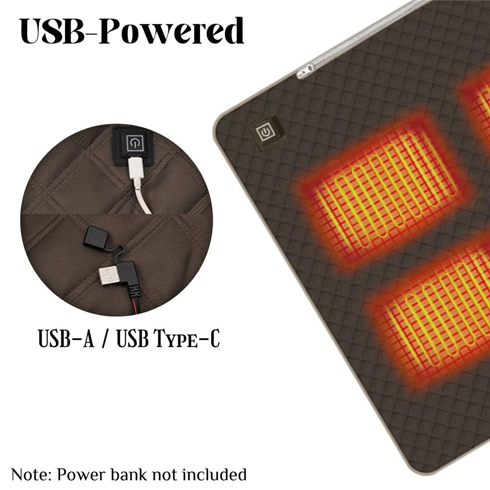 45x45cm Heated Seat Cushion 3 Temperature Settings USB Powered Portable Warming Pad
