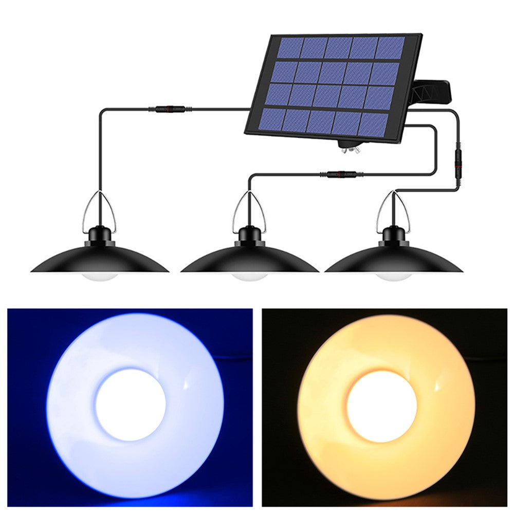 Outdoor Garden Yard Lighting Waterproof Solar Powered 3-Head Ceiling Porch Hanging Light Bulb