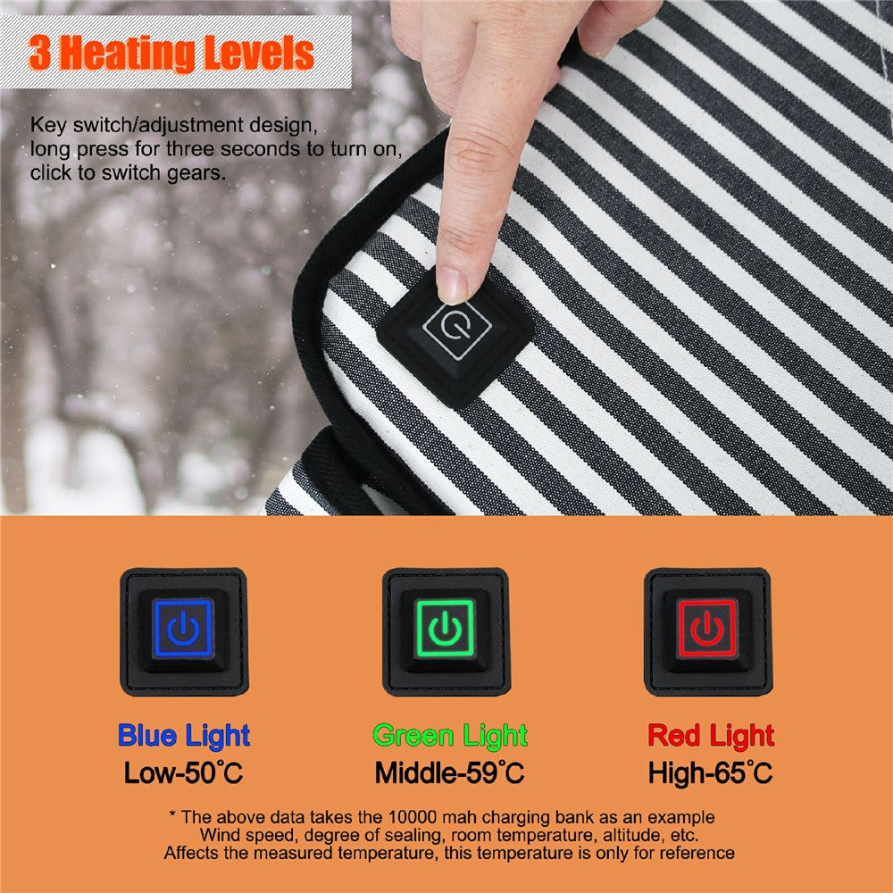 43x43cm Portable Heated Seat Cushion 3 Temperature Modes Magic Tape Pocket Foldable Warming Pad for Camping Car Office