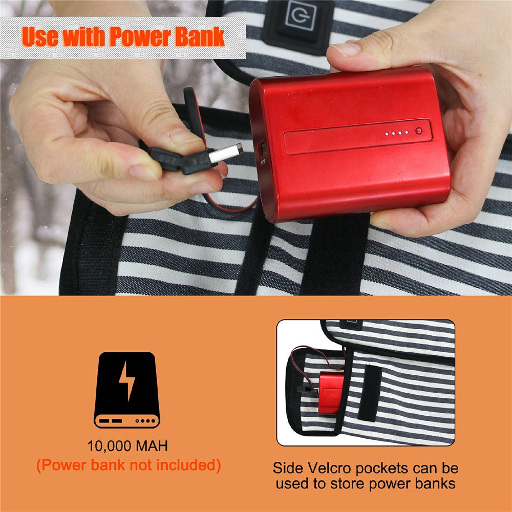 43x43cm Portable Heated Seat Cushion 3 Temperature Modes Magic Tape Pocket Foldable Warming Pad for Camping Car Office