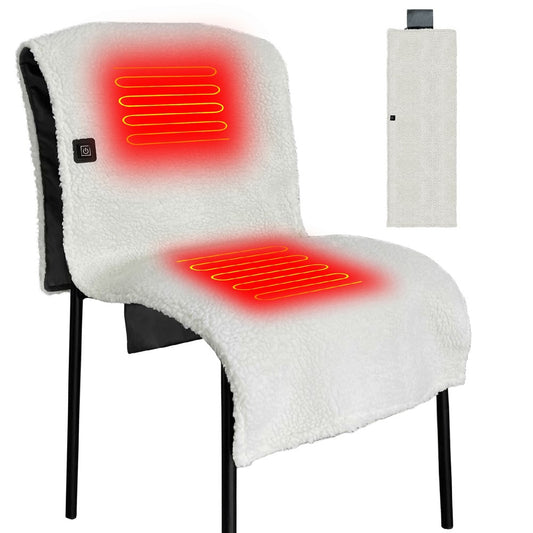 135x48cm Portable Heated Seat Cushion 3-Level Temperature Control Fleece Heating Pad for Sofa Camping Fishing