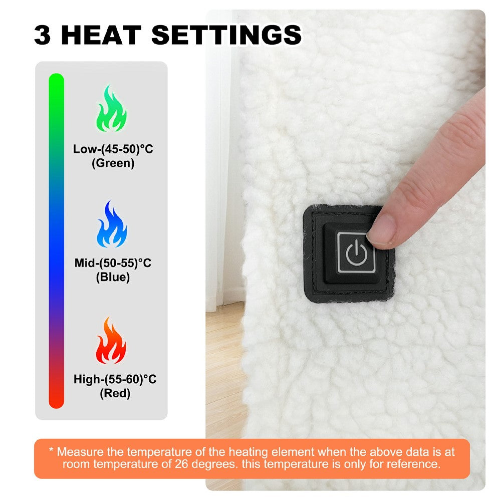 135x48cm Portable Heated Seat Cushion 3-Level Temperature Control Fleece Heating Pad for Sofa Camping Fishing