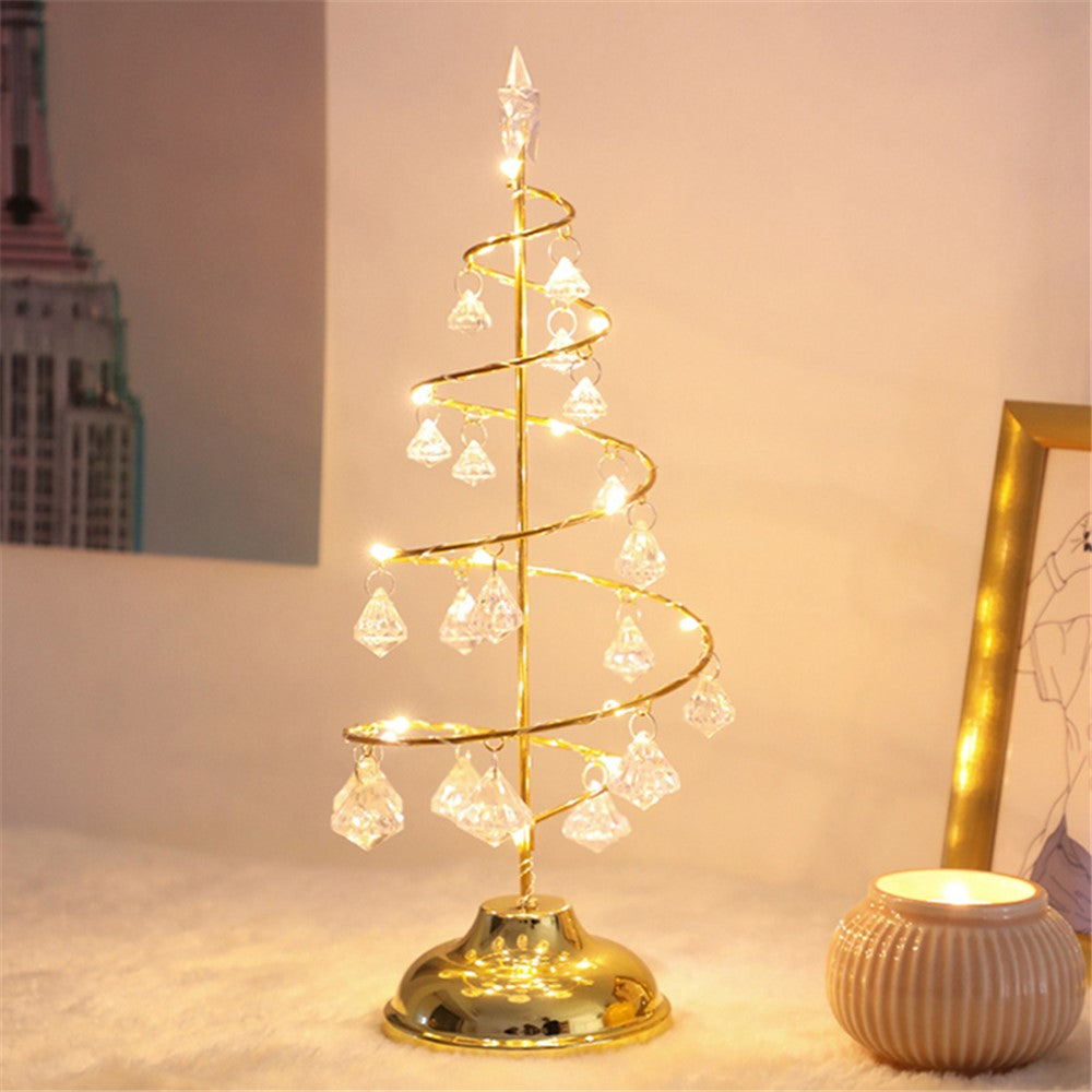 Crystal LED Christmas Tree Light Xmas Decoration Table Lamp Copper Wire Night Light