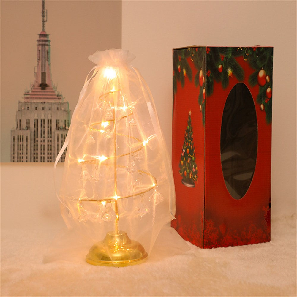 Crystal LED Christmas Tree Light Xmas Decoration Table Lamp Copper Wire Night Light