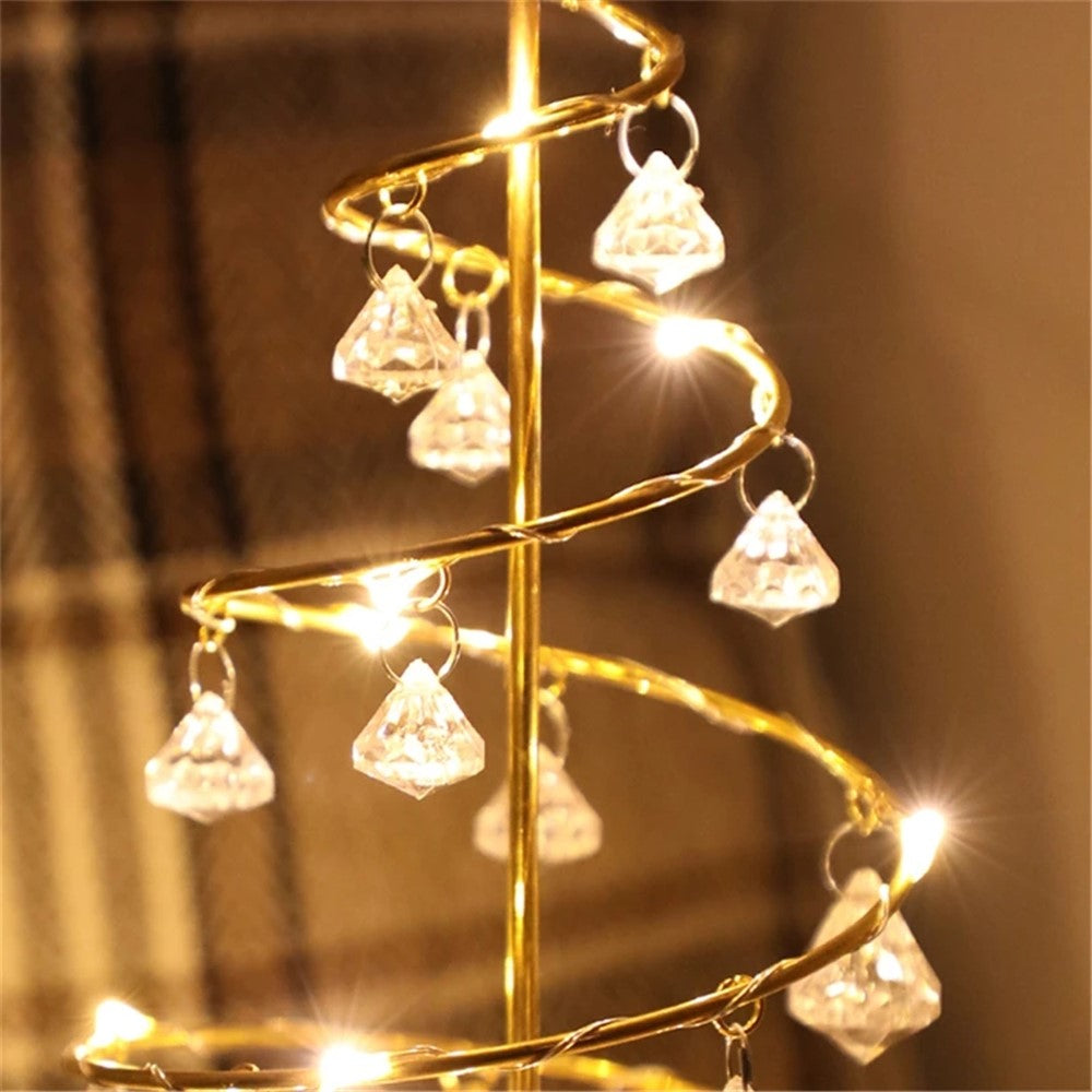 Crystal LED Christmas Tree Light Xmas Decoration Table Lamp Copper Wire Night Light