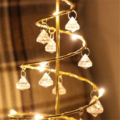 Crystal LED Christmas Tree Light Xmas Decoration Table Lamp Copper Wire Night Light