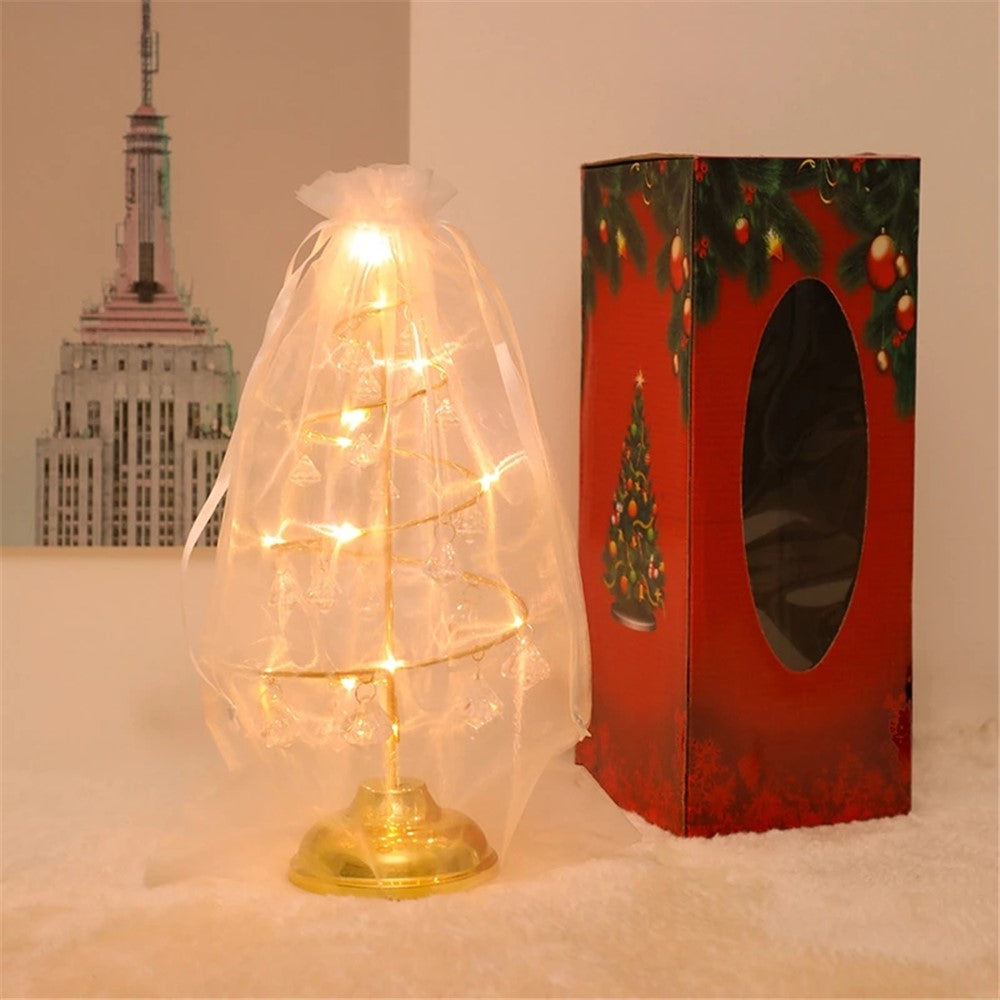 Crystal LED Christmas Tree Light Xmas Decoration Table Lamp Copper Wire Night Light