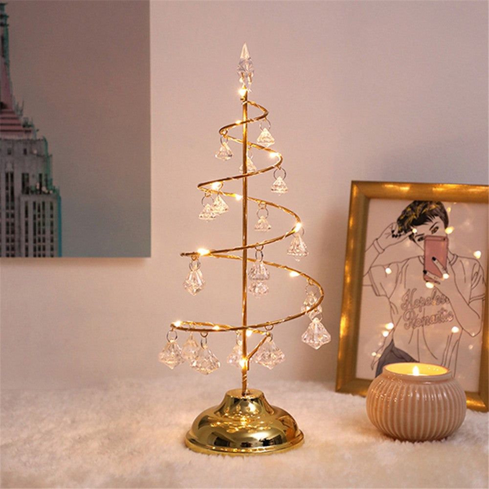 Crystal LED Christmas Tree Light Xmas Decoration Table Lamp Copper Wire Night Light