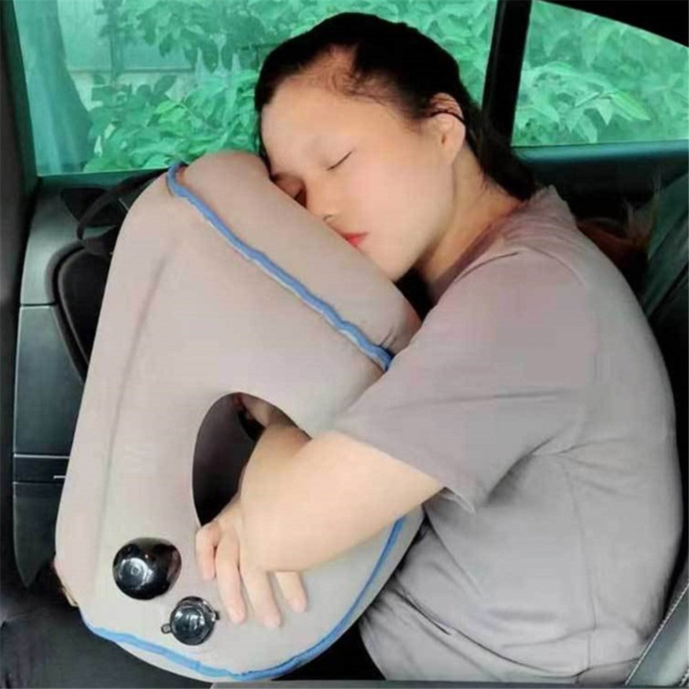 Inflatable Travel Sleeping Bag Portable Cushion Neck Pillow for Men Women Outdoor Airplane Flight Train Sleeping Easy