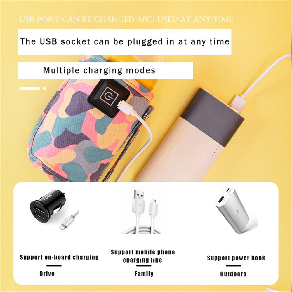 USB Baby Bottle Electric Warmer Insulation Cover Heating Bag Portable Insulation Bag Coffee Heater, Warm Milk Warmer Pouch for Outdoor