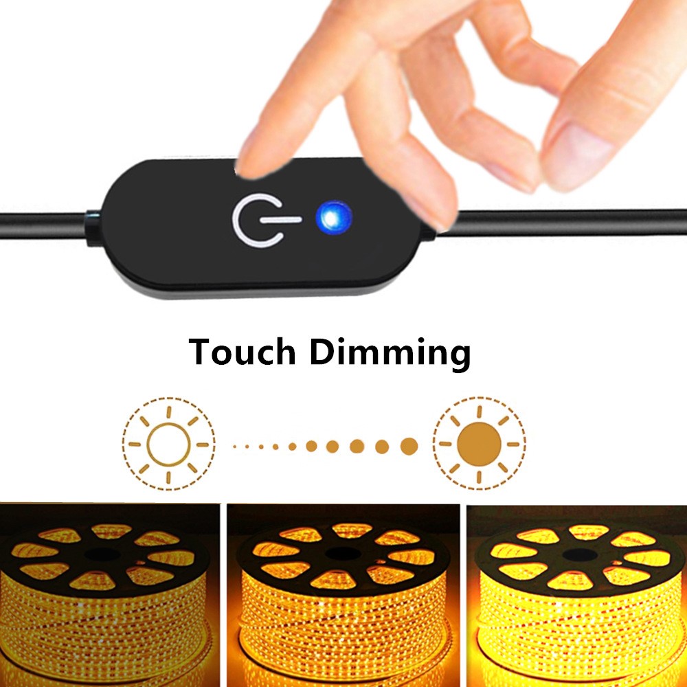 JUNSUNMAY 30cm DC 5.5x2.5mm Male to Female LED Touch Dimmer Switch Inline Controller for Single Color