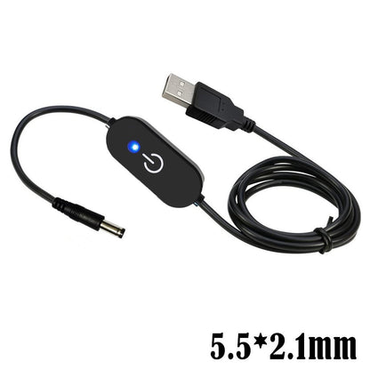 JUNSUNMAY DC 5.5x2.1mm to USB LED Touch Inline Dimmer Switch Controller for Single Color, Length 100cm