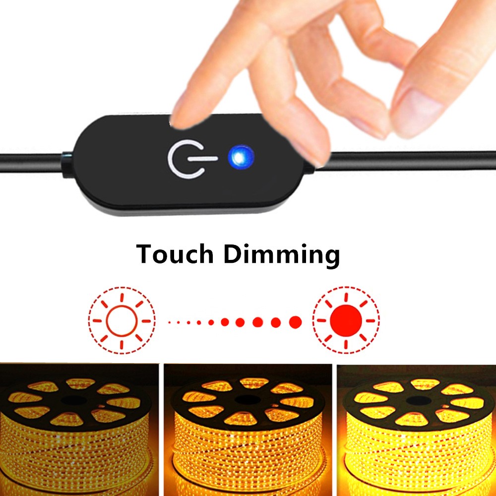 JUNSUNMAY 1m DC 5.5x2.5mm to USB Indicator Design LED Touch Inline Dimmer Switch Controller for Single Color