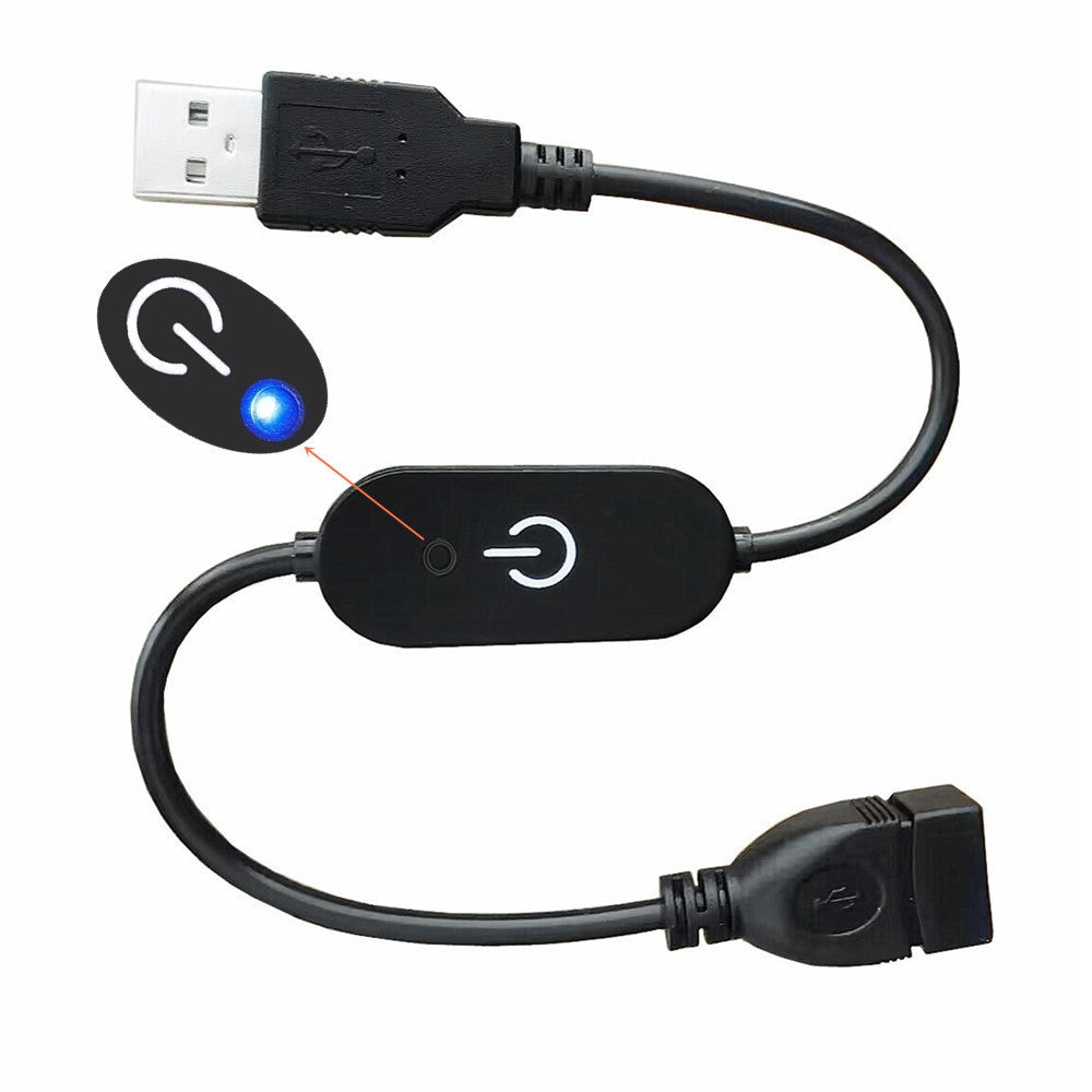 JUNSUNMAY USB Male to Female LED Touch Inline Dimmer Switch Controller for Single Color, Length 30cm