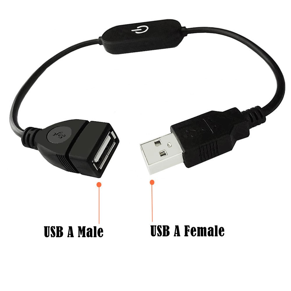 JUNSUNMAY USB Male to Female LED Touch Inline Dimmer Switch Controller for Single Color, Length 30cm