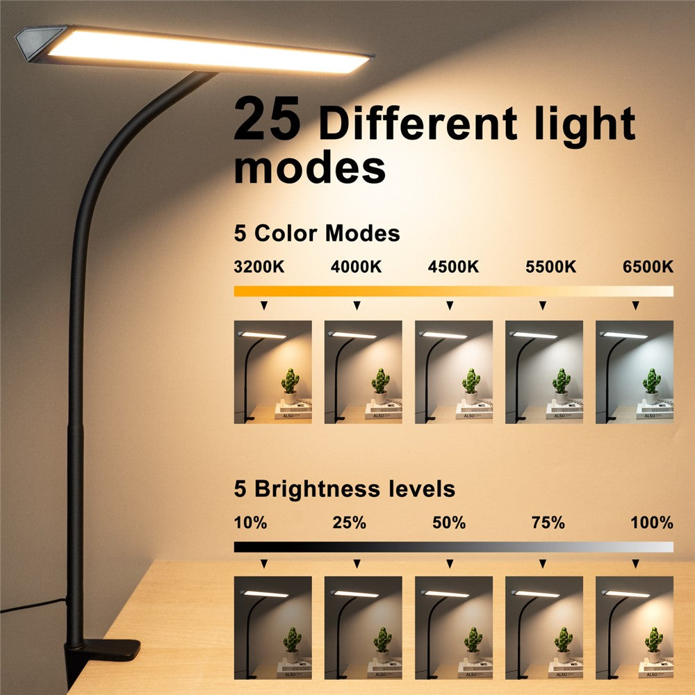 Touch Dimmable LED Desk Lamp for Office Home Eye-Caring Table Light with Adjustable Gooseneck