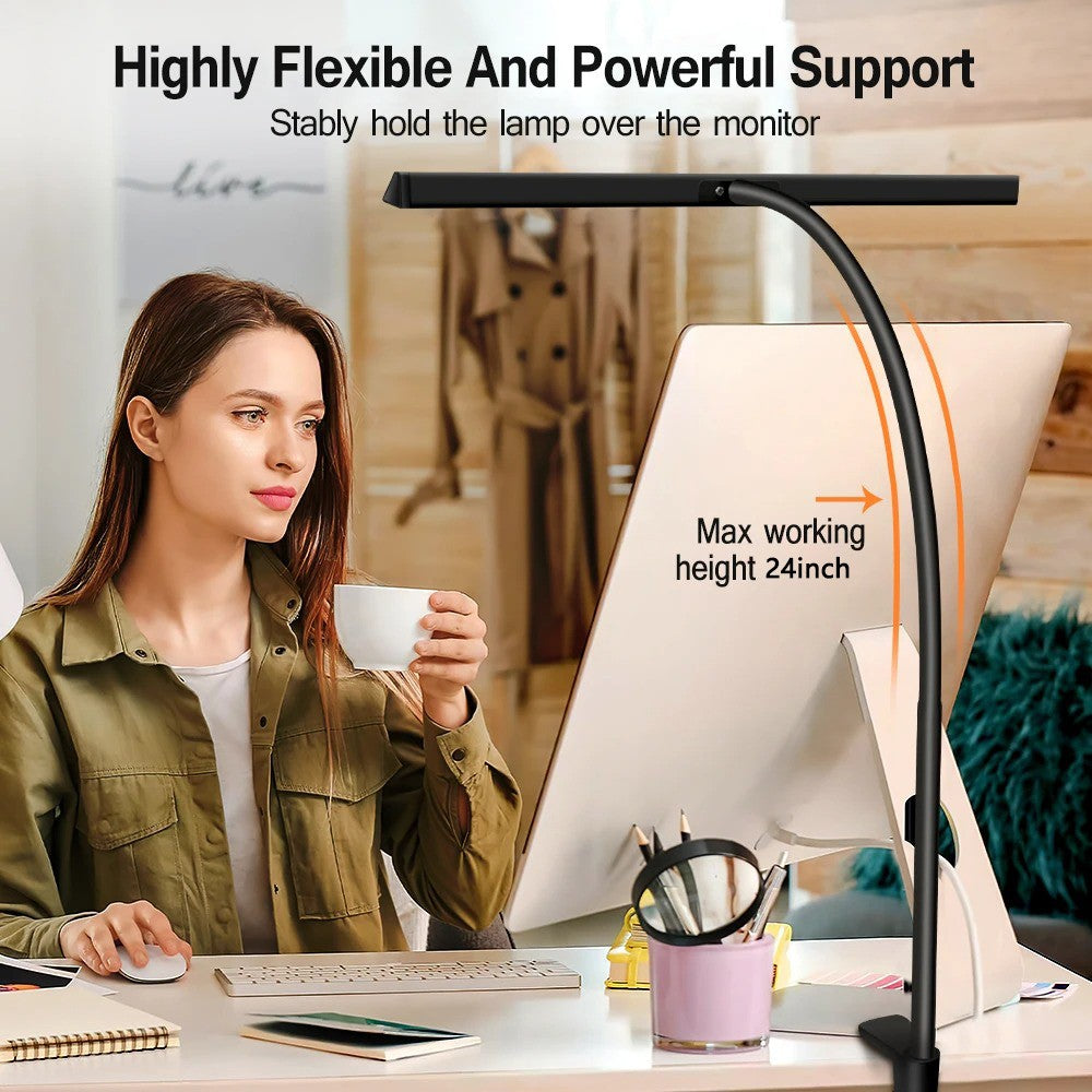 Touch Dimmable LED Desk Lamp for Office Home Eye-Caring Table Light with Adjustable Gooseneck