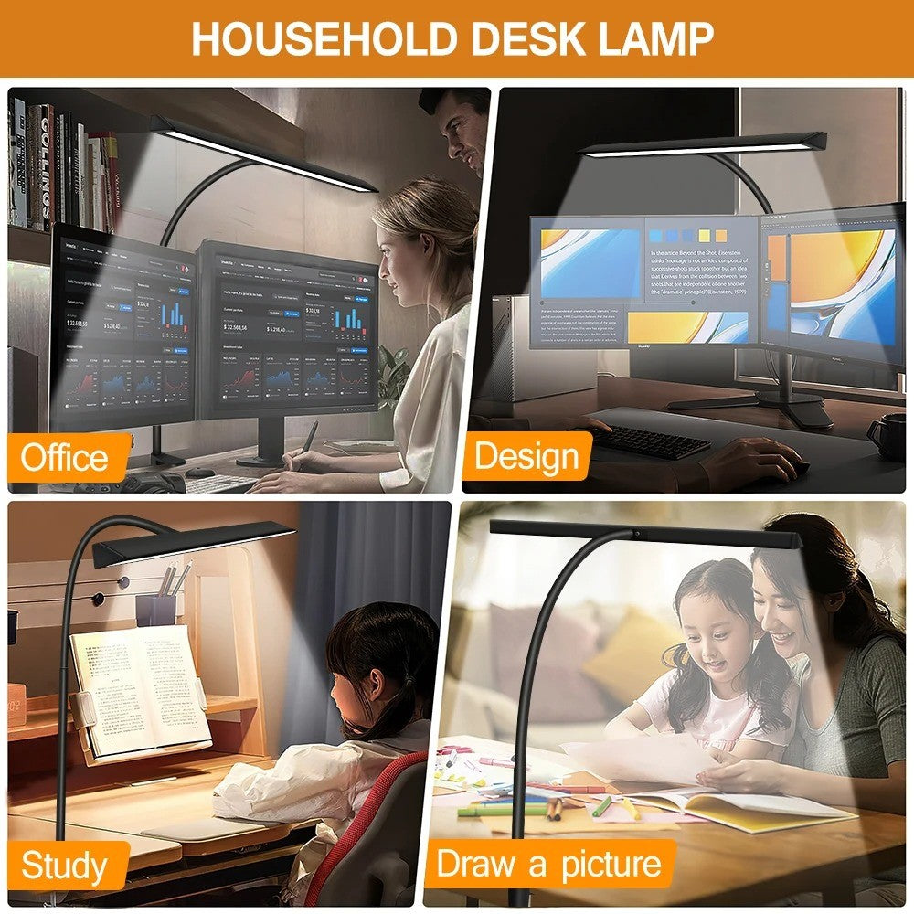 Touch Dimmable LED Desk Lamp for Office Home Eye-Caring Table Light with Adjustable Gooseneck