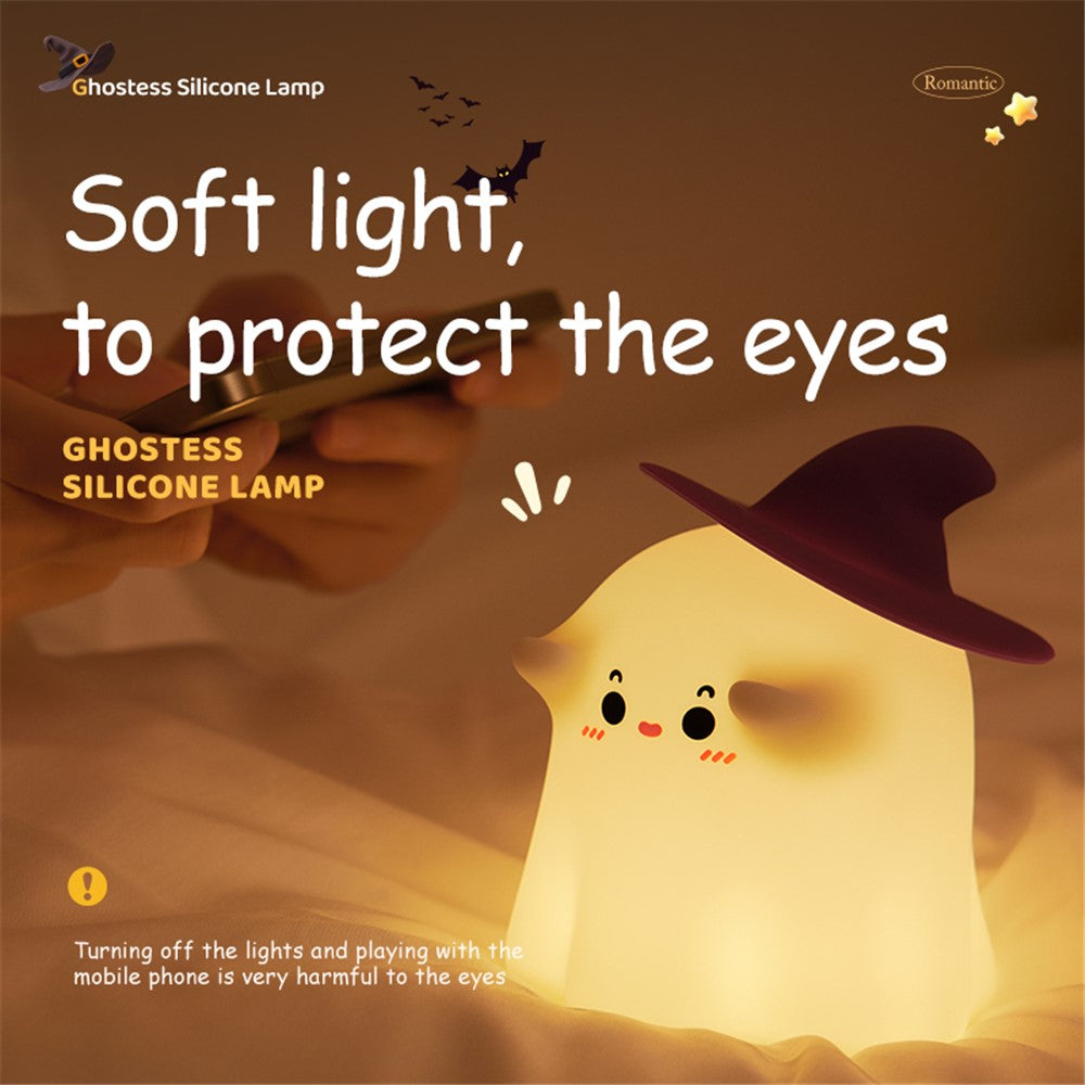 A020 Cartoon Ghostess Magician Silicone Night Light Decompression Bedside Sleeping Night Lamp
