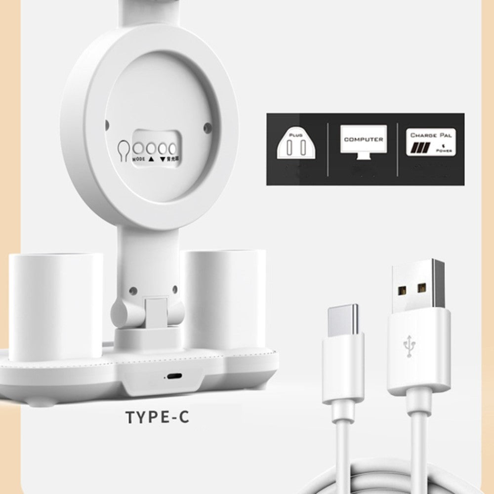 Touch 3 Modes LED Eye Protection Desk Lamp Clock Pen Holder Desk Lamp, USB Cable Powered