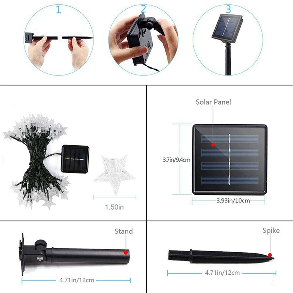 6.5m / 30 Lamps LED String Lights Matte White Ball Wire Lights Solar Power Starry String Lights for Wedding Home Parties