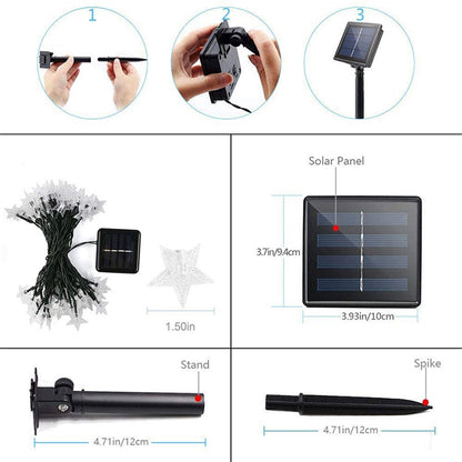 6.5m / 30 Lamps LED String Lights Matte White Ball Wire Lights Solar Power Starry String Lights for Wedding Home Parties
