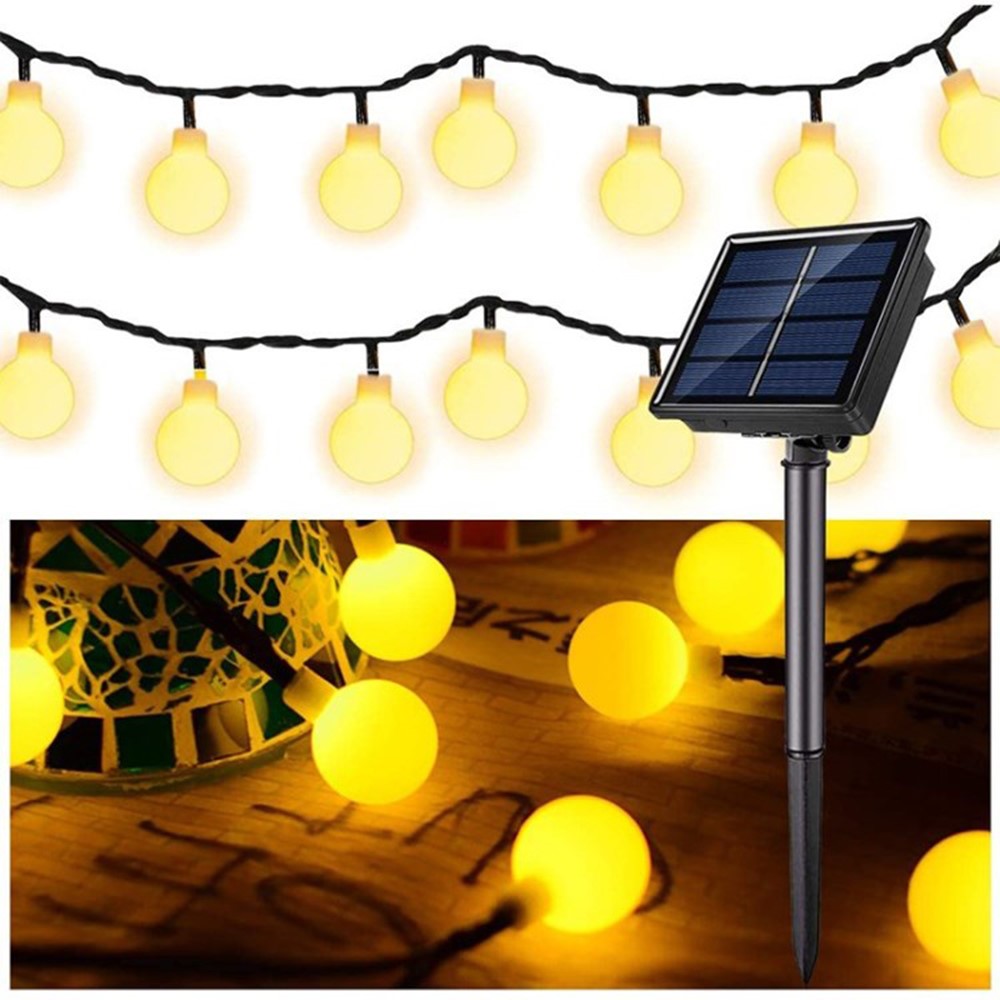 6.5m / 30 Lamps LED String Lights Matte White Ball Wire Lights Solar Power Starry String Lights for Wedding Home Parties