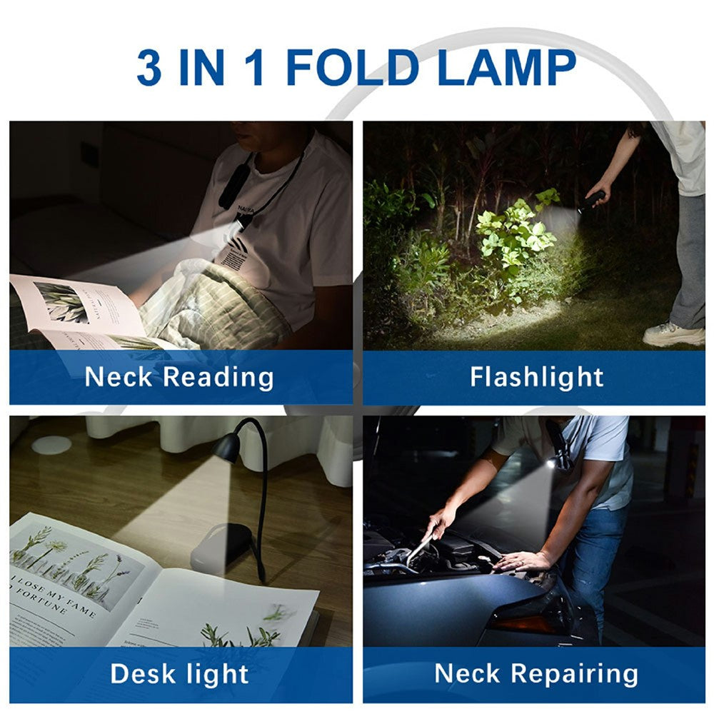 F18 Foldable Neck Light LED Reading Lamp Rechargeable Outdoor Sports Repair Work Study Illumination Light