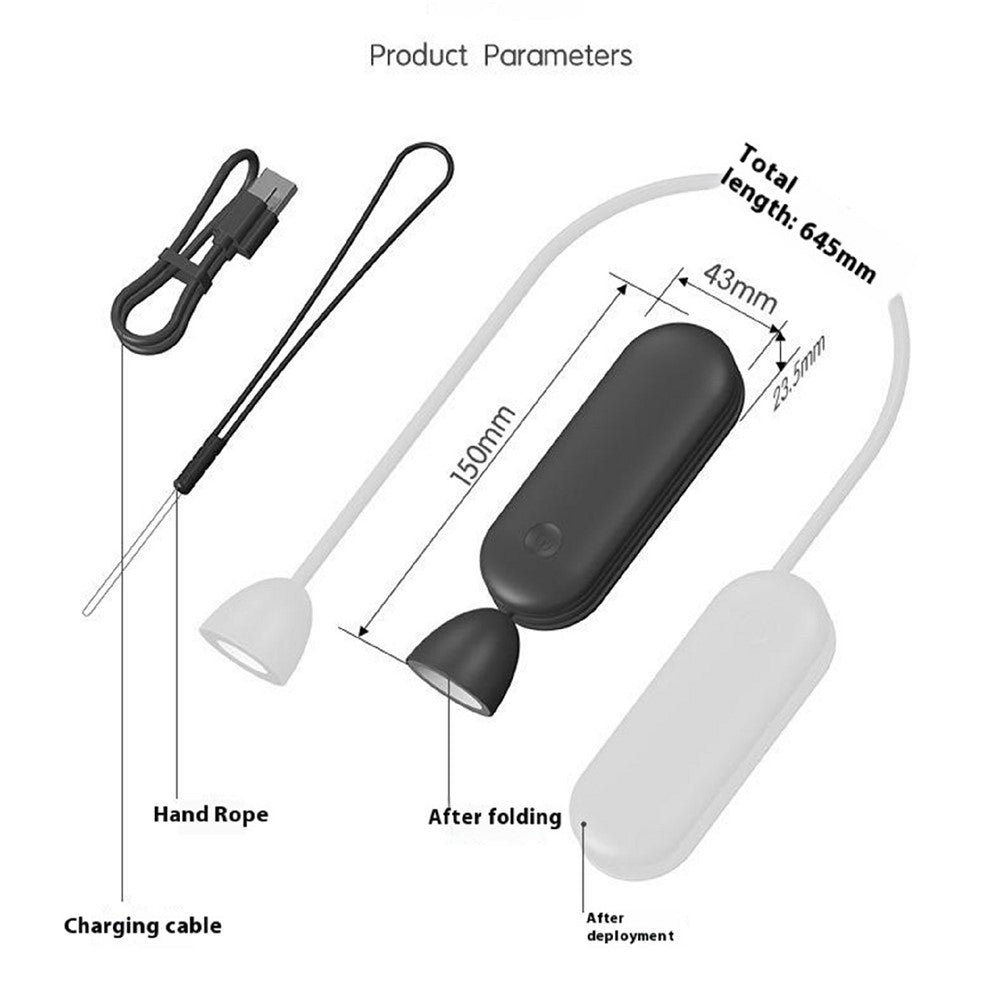 F18 Foldable Neck Light LED Reading Lamp Rechargeable Outdoor Sports Repair Work Study Illumination Light