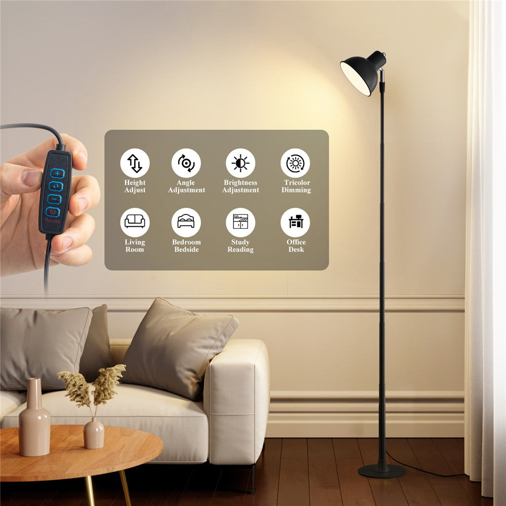 EFL001-U USB Powered Extendable Eye Protection Desk Light 3 Color Temperatures Dimmable Floor Lamp, Black