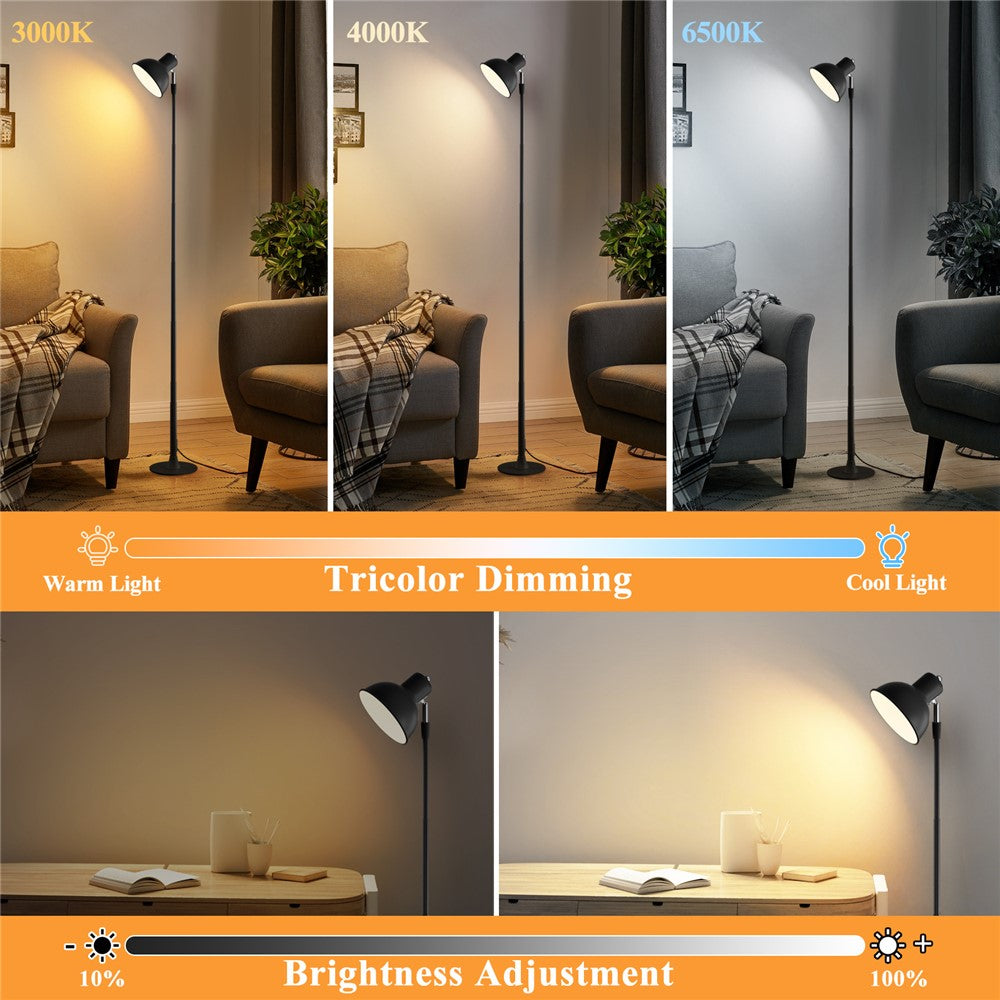 EFL001-U USB Powered Extendable Eye Protection Desk Light 3 Color Temperatures Dimmable Floor Lamp, Black
