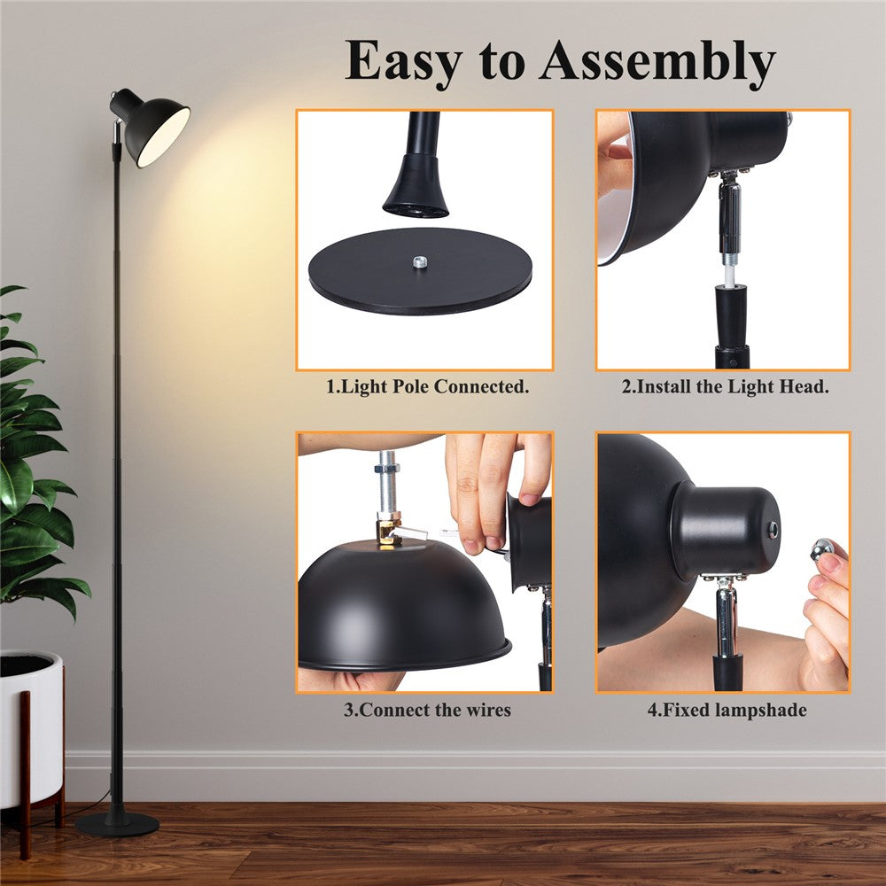 EFL001-U USB Powered Extendable Eye Protection Desk Light 3 Color Temperatures Dimmable Floor Lamp, Black