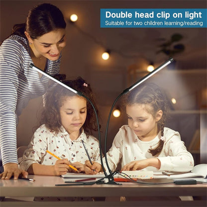 LED Desk Lamp Eye-Care for Students Dorm Bedroom Reading USB Clamp Flexible Gooseneck Night Light 3 Color Modes