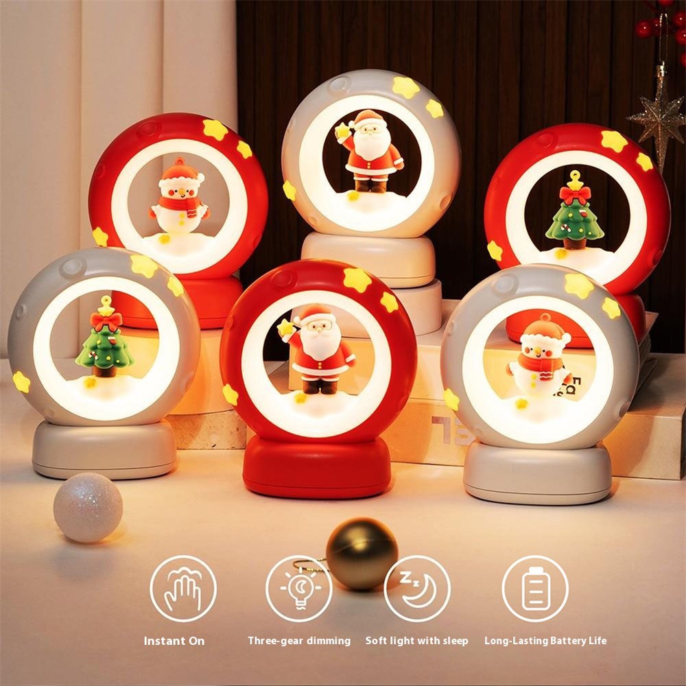 Stars Design Christmas Night Light Adjustable Brightness Touch Control Bedside Lamp Nursery Decor