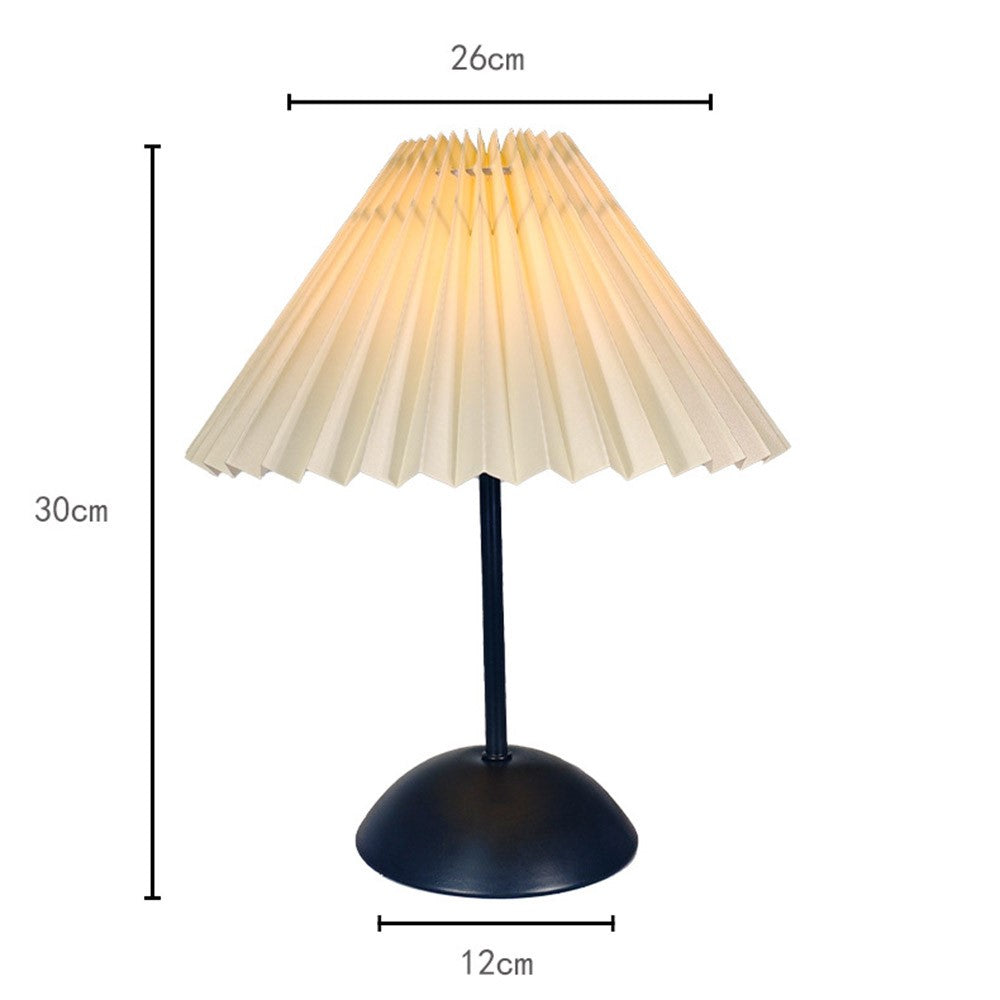Pleated Table Lamp Single Color Warm Light Bedside Light USB Powered Night Light with Metal Base for Bedroom