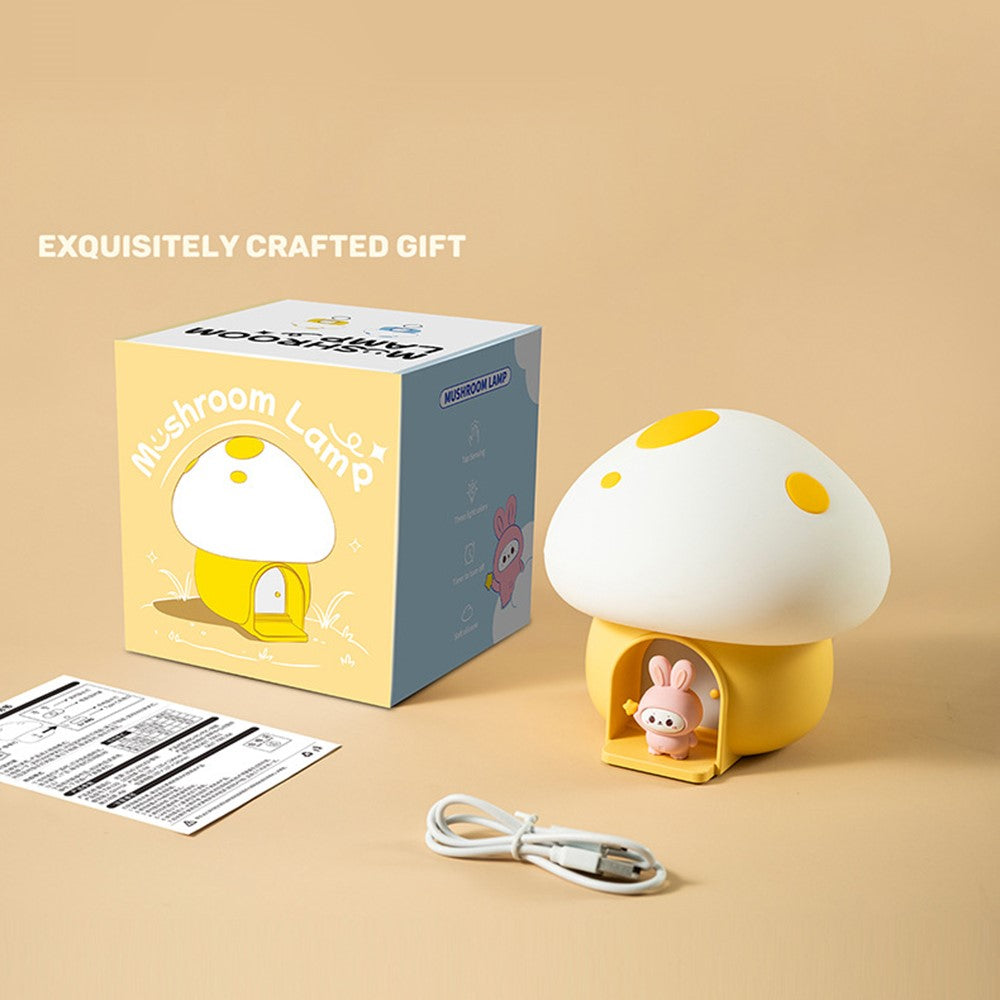 TW-L94 Cute Mushroom Shape Night Light for Kids Room Touch Control Silicone Bedside Table Lamp with Timer