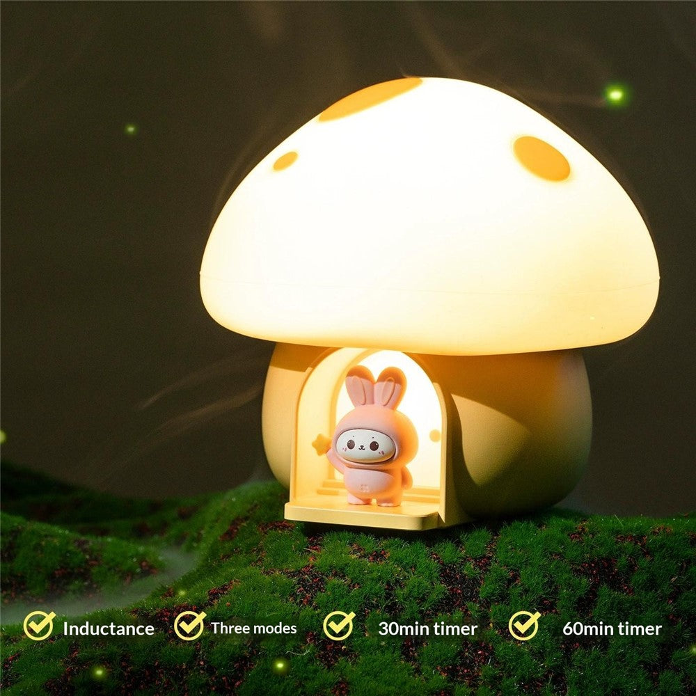 TW-L94 Cute Mushroom Shape Night Light for Kids Room Touch Control Silicone Bedside Table Lamp with Timer