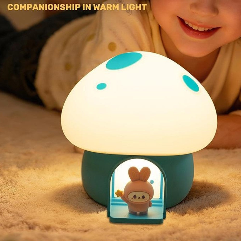 TW-L94 Cute Mushroom Shape Night Light for Kids Room Touch Control Silicone Bedside Table Lamp with Timer